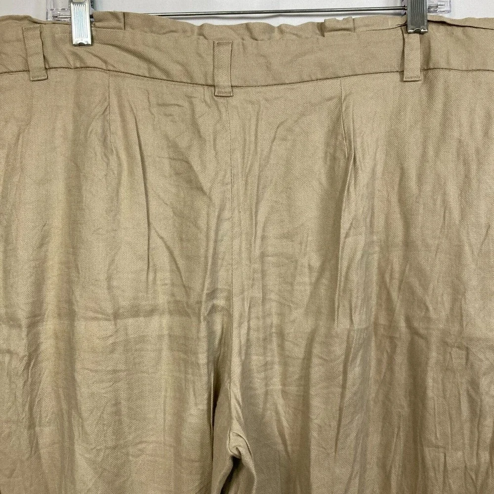Banana Republic Pants‎ Womens Sz 12 Beige Linen Crop Wide Leg Pockets